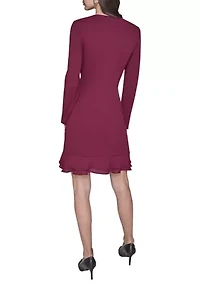 Women's Double Breasted Jacket Dress with Flounce Hem