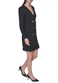 Women's Double Breasted Jacket Dress with Flounce Hem