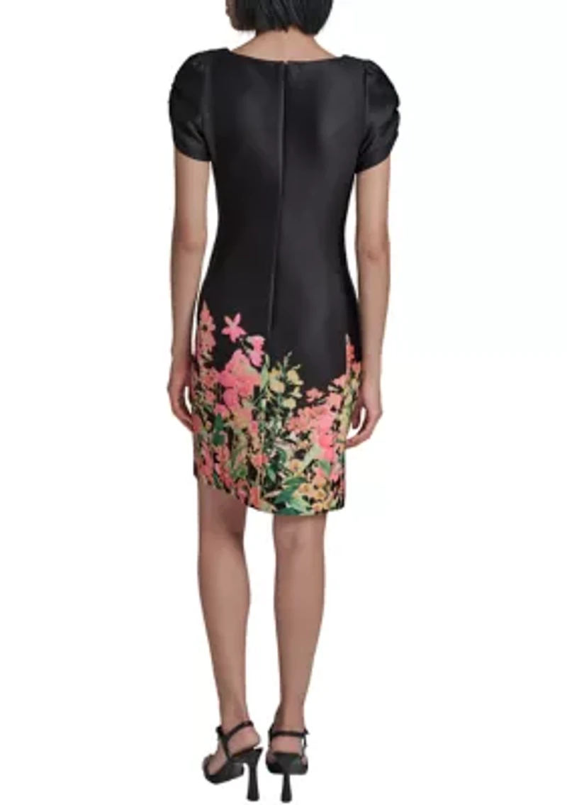 Women's Printed Scuba Sheath Dress