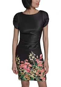 Women's Printed Scuba Sheath Dress