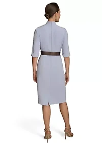 Women's Belted Solid Sheath Dress