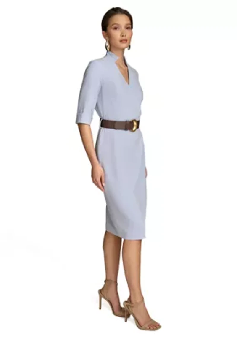 Women's Belted Solid Sheath Dress