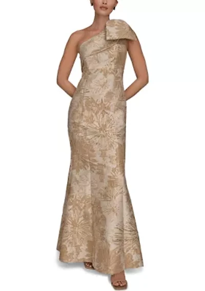 Women's One-Shoulder Jacquard Gown
