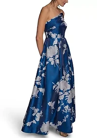 Women's Strapless Floral Gown