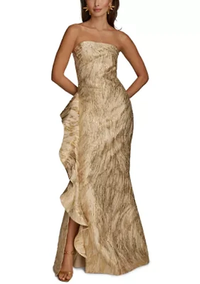 Women's Strapless Ruffle Gown