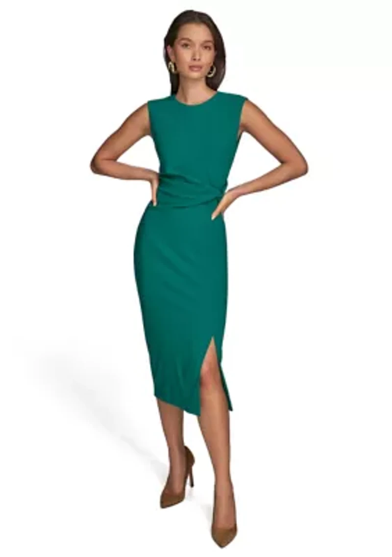 Women's Cap Sleeve Slit Sheath Dress