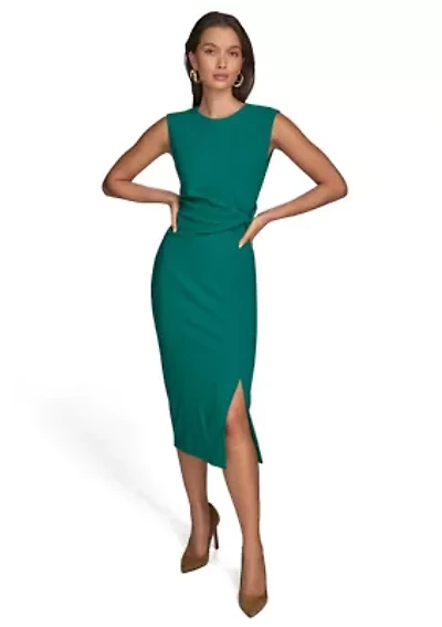Women's Cap Sleeve Slit Sheath Dress