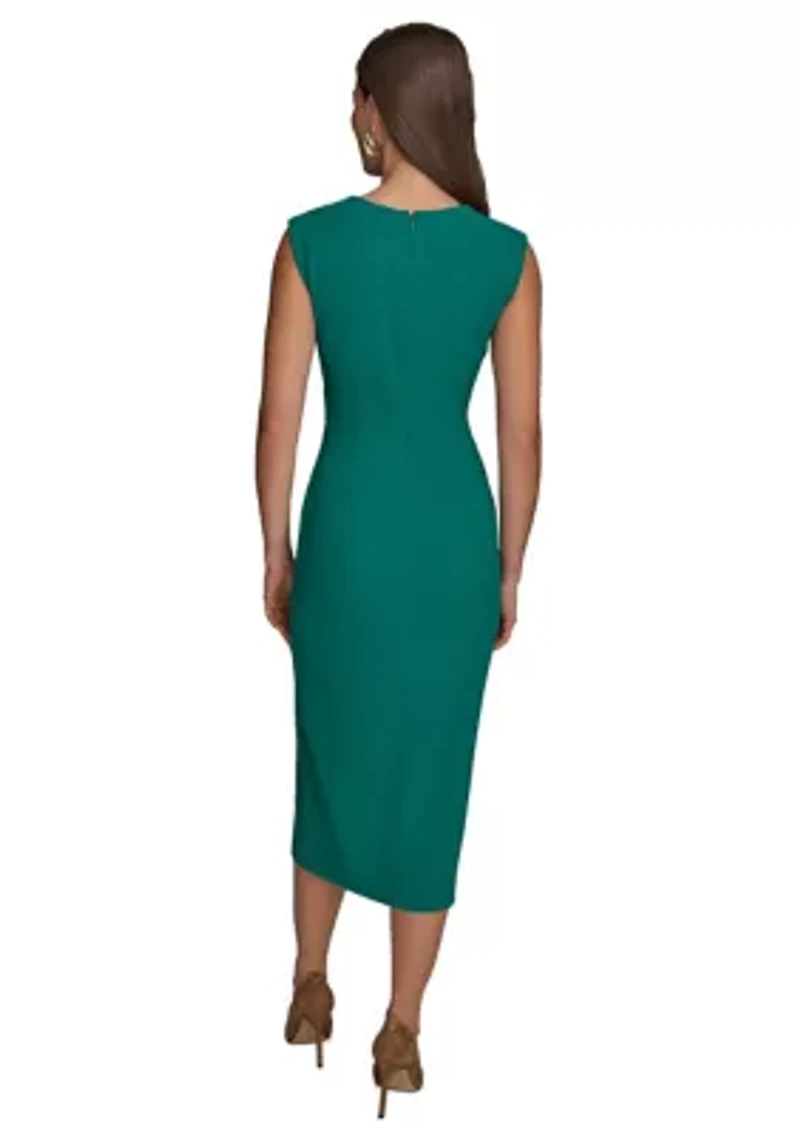 Women's Cap Sleeve Slit Sheath Dress