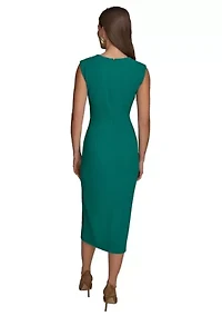 Women's Cap Sleeve Slit Sheath Dress