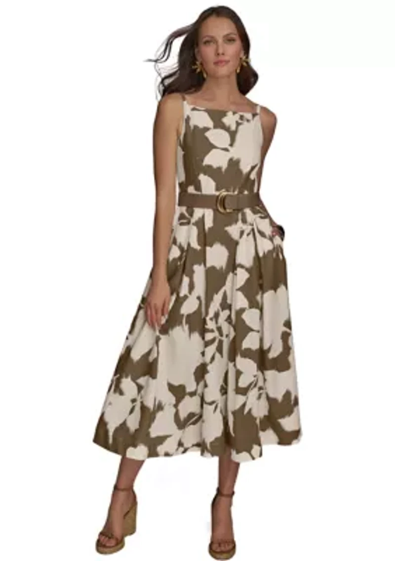 Women's Sleeveless Square Neck Floral Maxi Dress