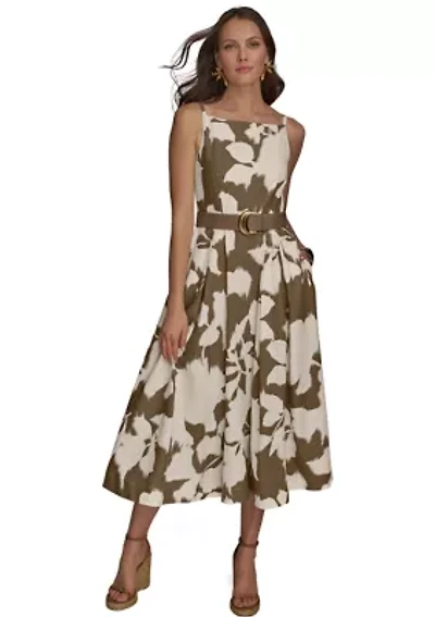 Women's Sleeveless Square Neck Floral Maxi Dress