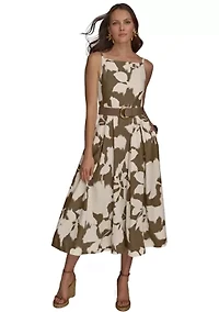 Women's Sleeveless Square Neck Floral Maxi Dress