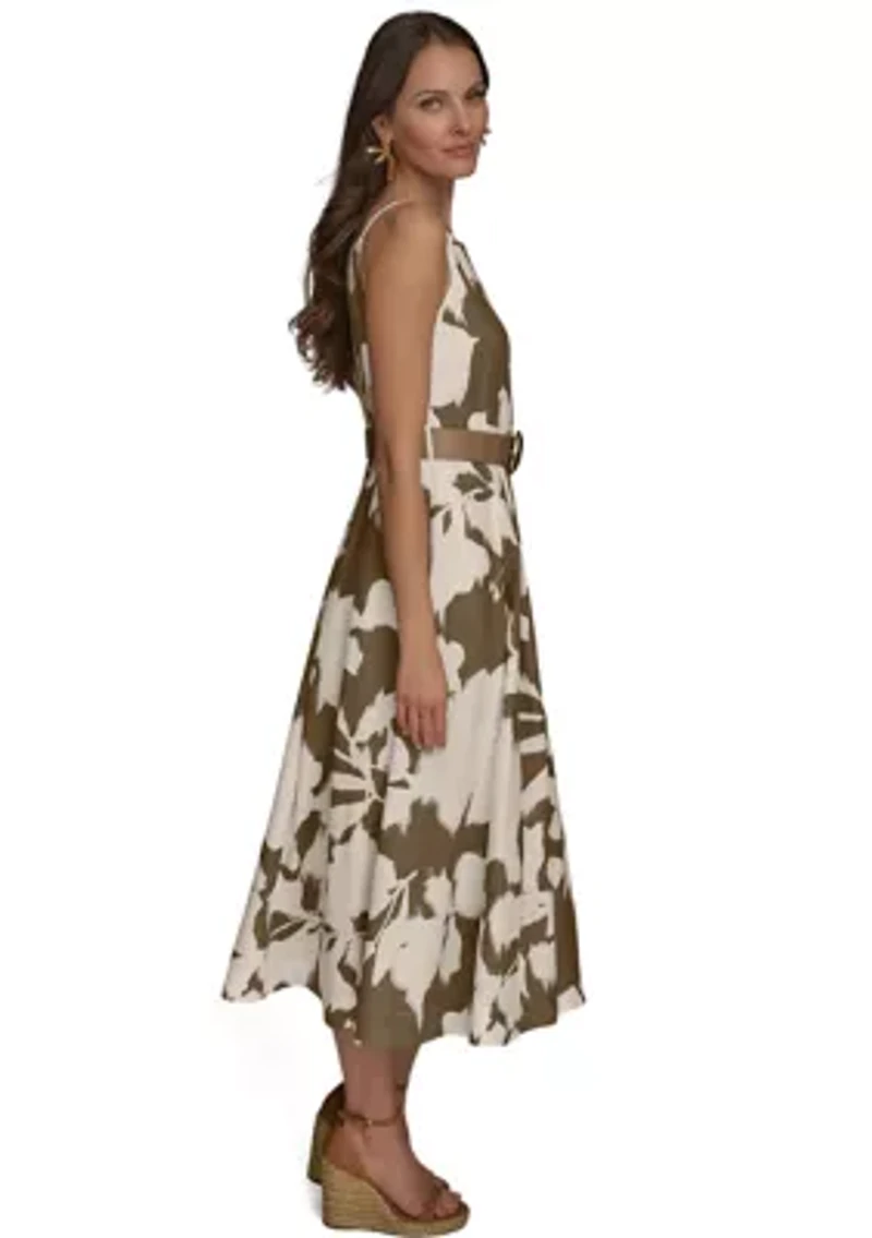 Women's Sleeveless Square Neck Floral Maxi Dress