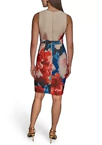 Women's Sleeveless Split Neck Floral Dress