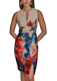Women's Sleeveless Split Neck Floral Dress