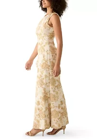Women's Sleeveless Asymmetrical Floral Maxi Dress