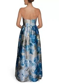 Women's Strapless Floral Print Maxi Dress