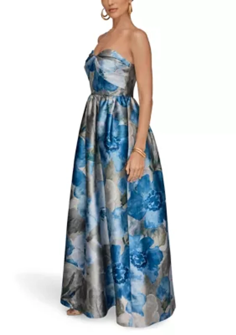 Women's Strapless Floral Print Maxi Dress