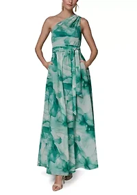 Women's Sleeveless Asymmetrical Floral Print Maxi Dress