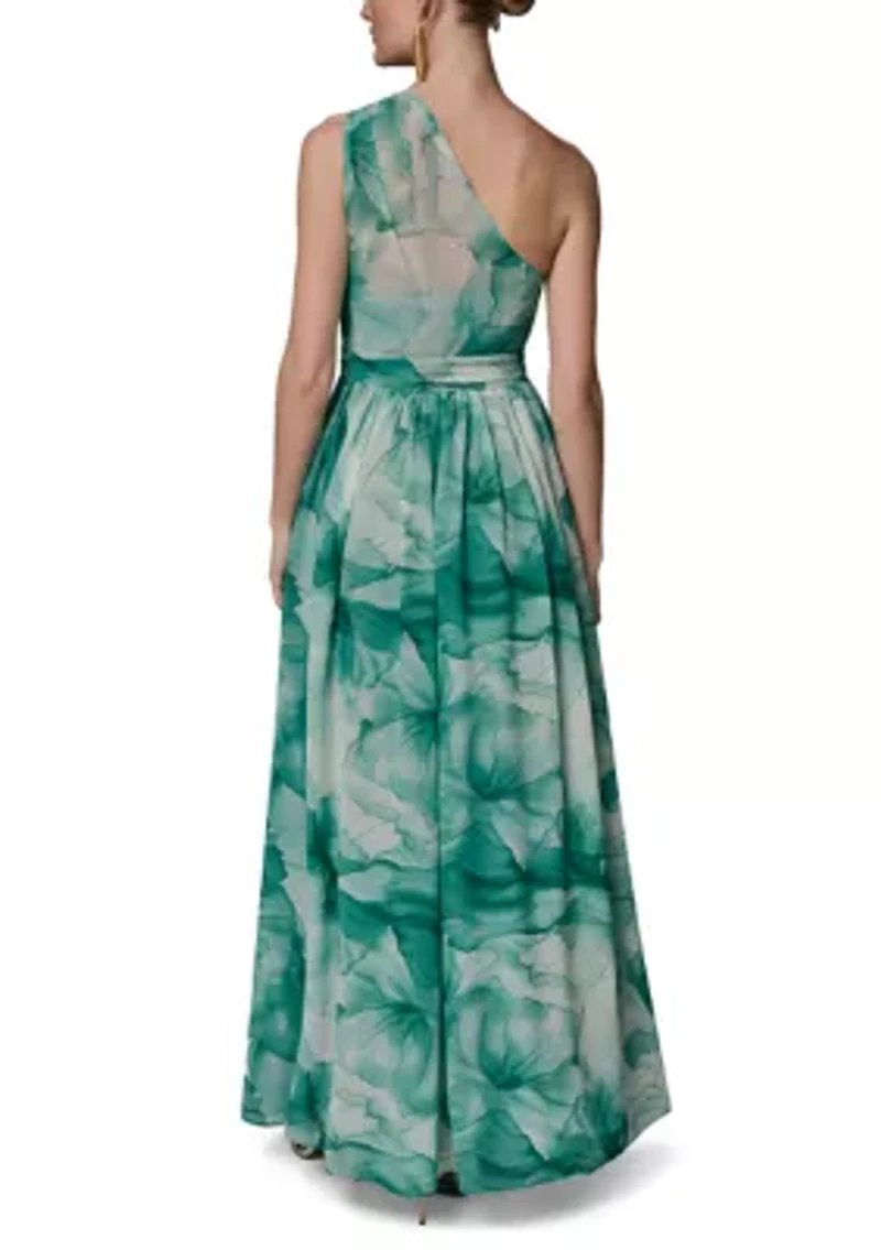 Women's Sleeveless Asymmetrical Floral Print Maxi Dress