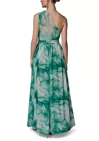 Women's Sleeveless Asymmetrical Floral Print Maxi Dress