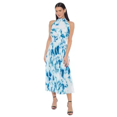 Tie Dye Pleated Midi Dress