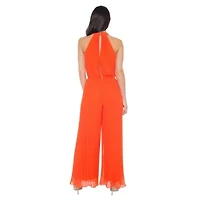 Mock Neck Pleated Jumpsuit