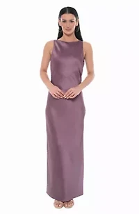 Sleeveless Stretch Satin Maxi Dress