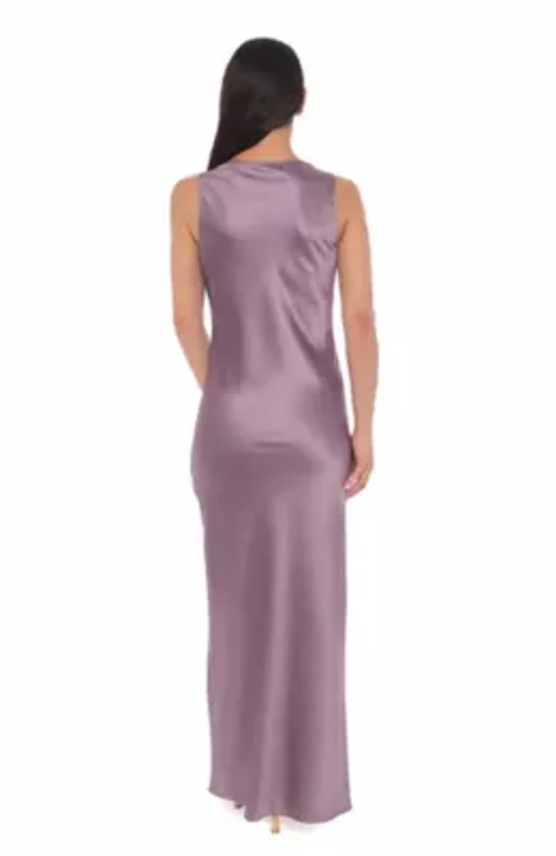 Sleeveless Stretch Satin Maxi Dress