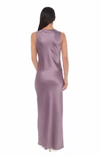 Sleeveless Stretch Satin Maxi Dress