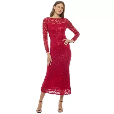 Long Lace Dress with Sleeves & Keyhole Back