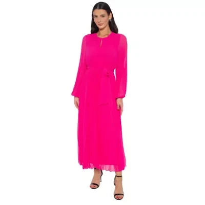 Pleated Gown with Long Sleeves