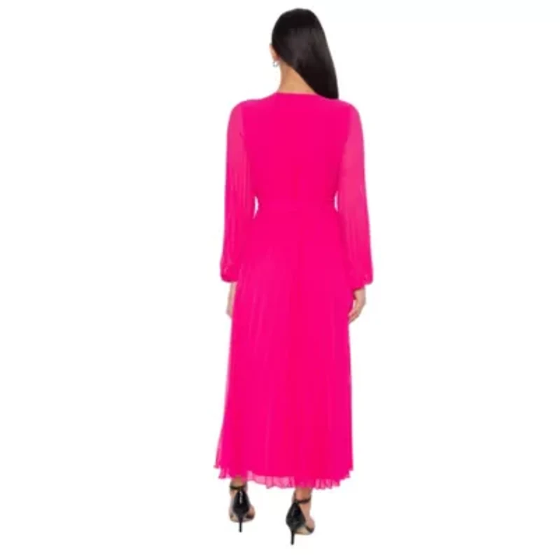 Pleated Gown with Long Sleeves