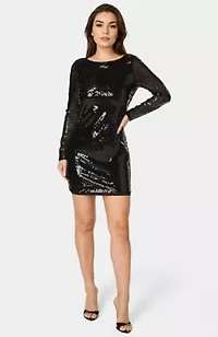 Cowl Back Sequin Mini Dress