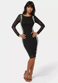 Bodycon Embellished Knee Length Dress