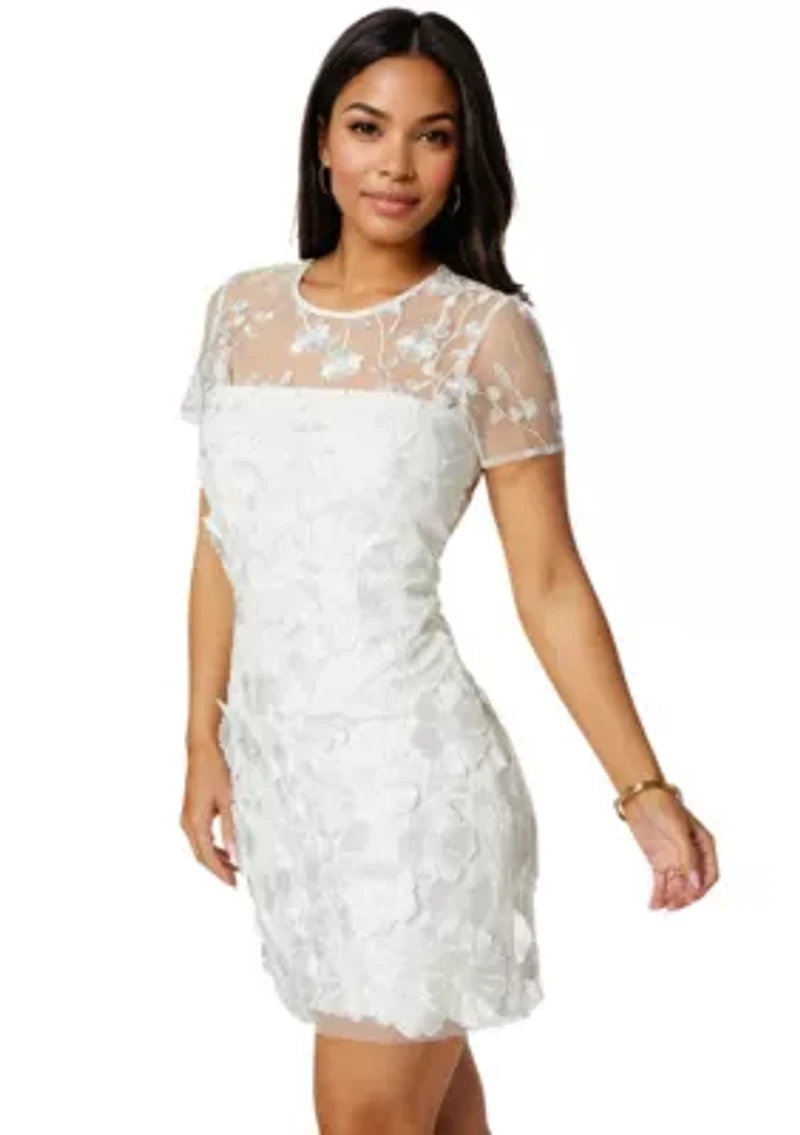 3D Floral Fit and Flare Mini Dress