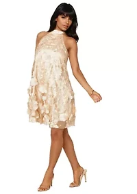 3D Floral Halter Mini Dress