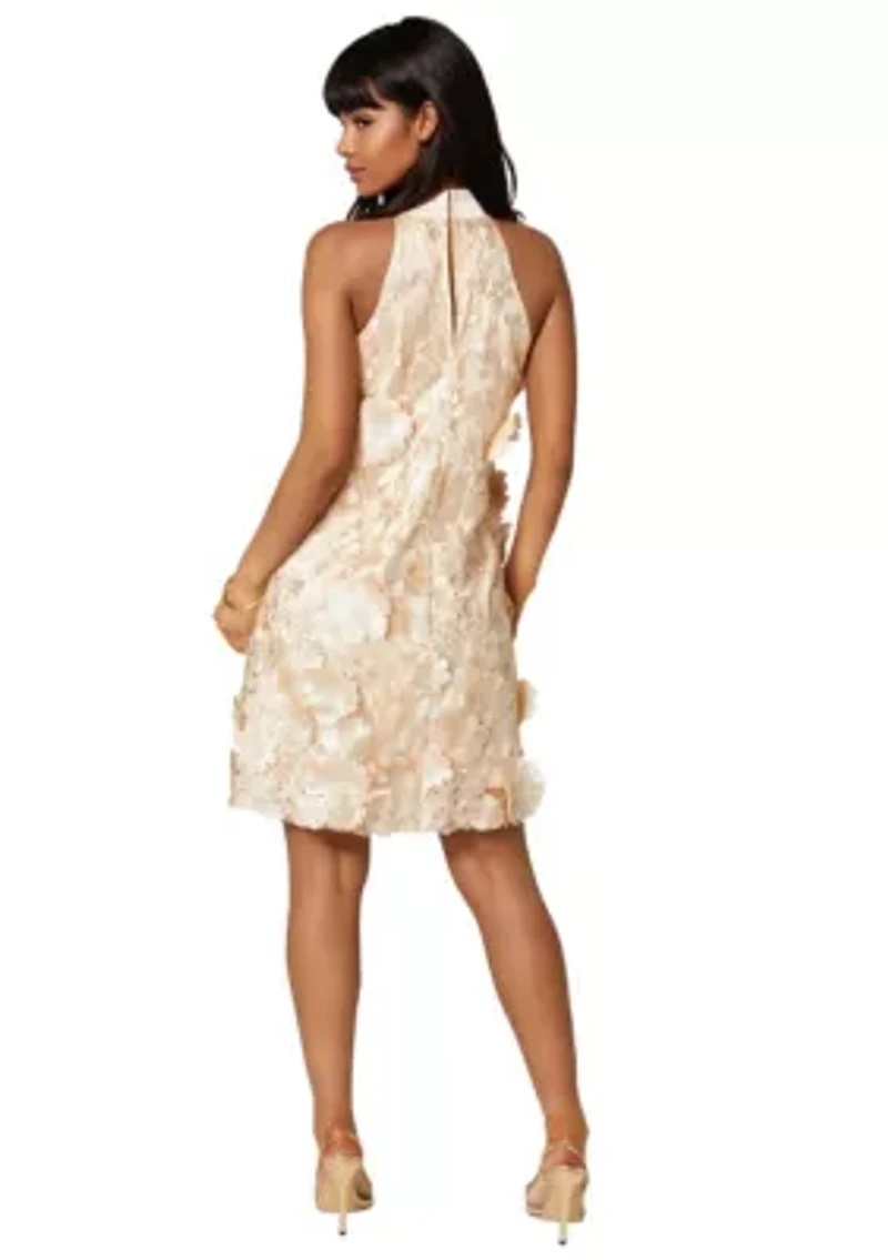 3D Floral Halter Mini Dress