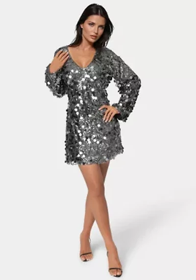 Beaded Dolman Sleeve Mini Dress