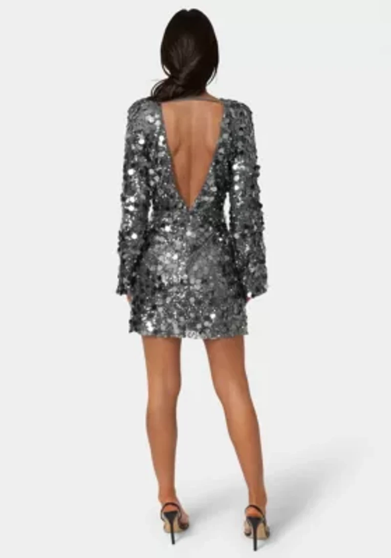 Beaded Dolman Sleeve Mini Dress
