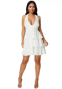 Tiered Eyelet Halter Dress