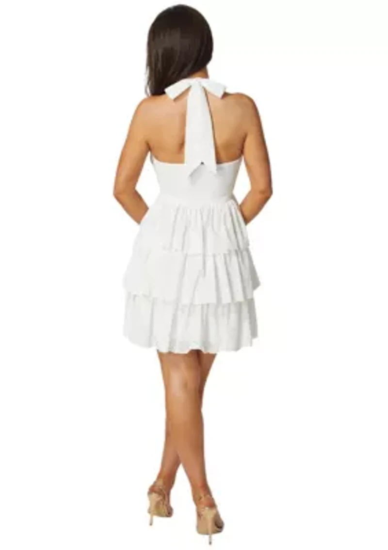 Tiered Eyelet Halter Dress