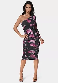 One Shoulder Ruched Midi Dress