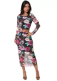 2 Piece Long Sleeve with Skirt Set