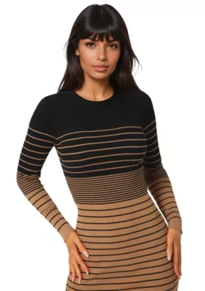 Striped Rib Long Sleeve Maxi Dress