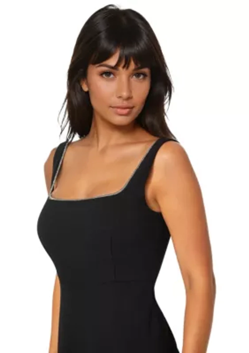Square Neck Maxi Dress with Rhinestones