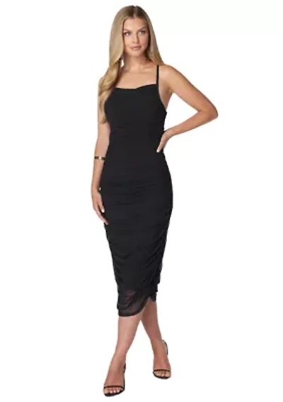 Powermesh Side Shirred Slip Dress