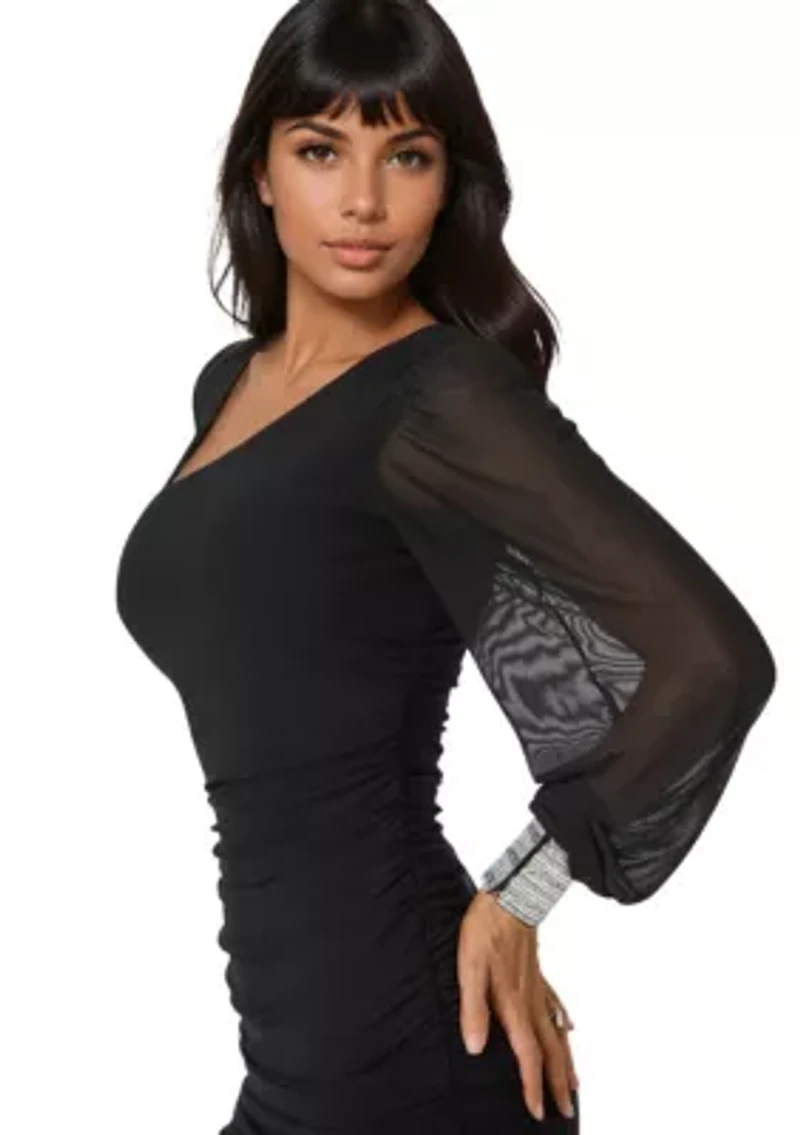 One Shoulder Embellished Cuff Mini Dress