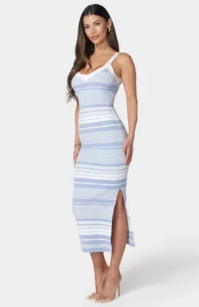 Striped Sweater Midi Dress