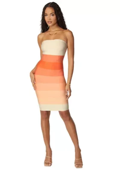 Strapless Colorblock Bandage Midi Dress
